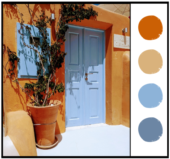 santorini sky blue door