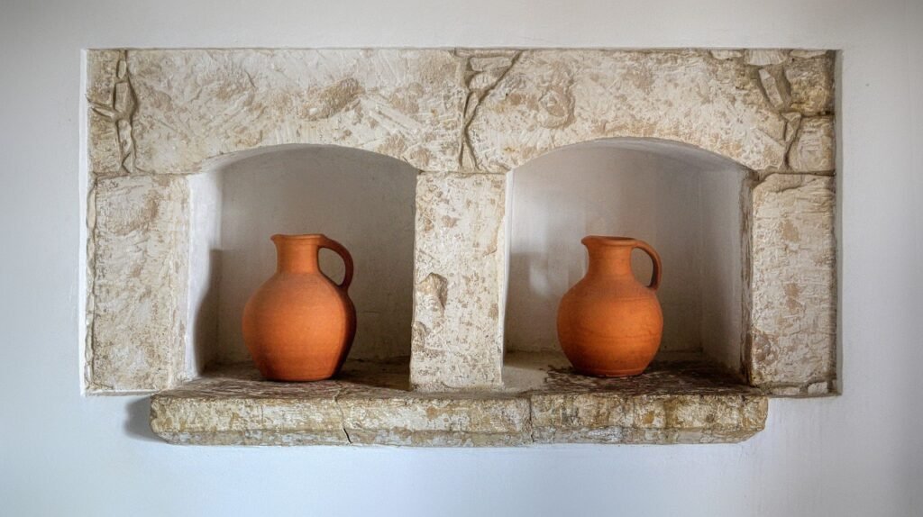carafes, jars, wall, stone wall, architecture, pottery, earthenware, decorative, natural stone, decoration, surface, pottery, pottery, pottery, pottery, pottery, earthenware, earthenware, earthenware